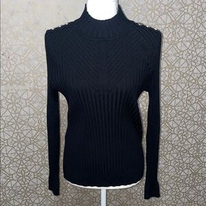 Ribbed Black Cowl Neck Sweater with Slim Fit